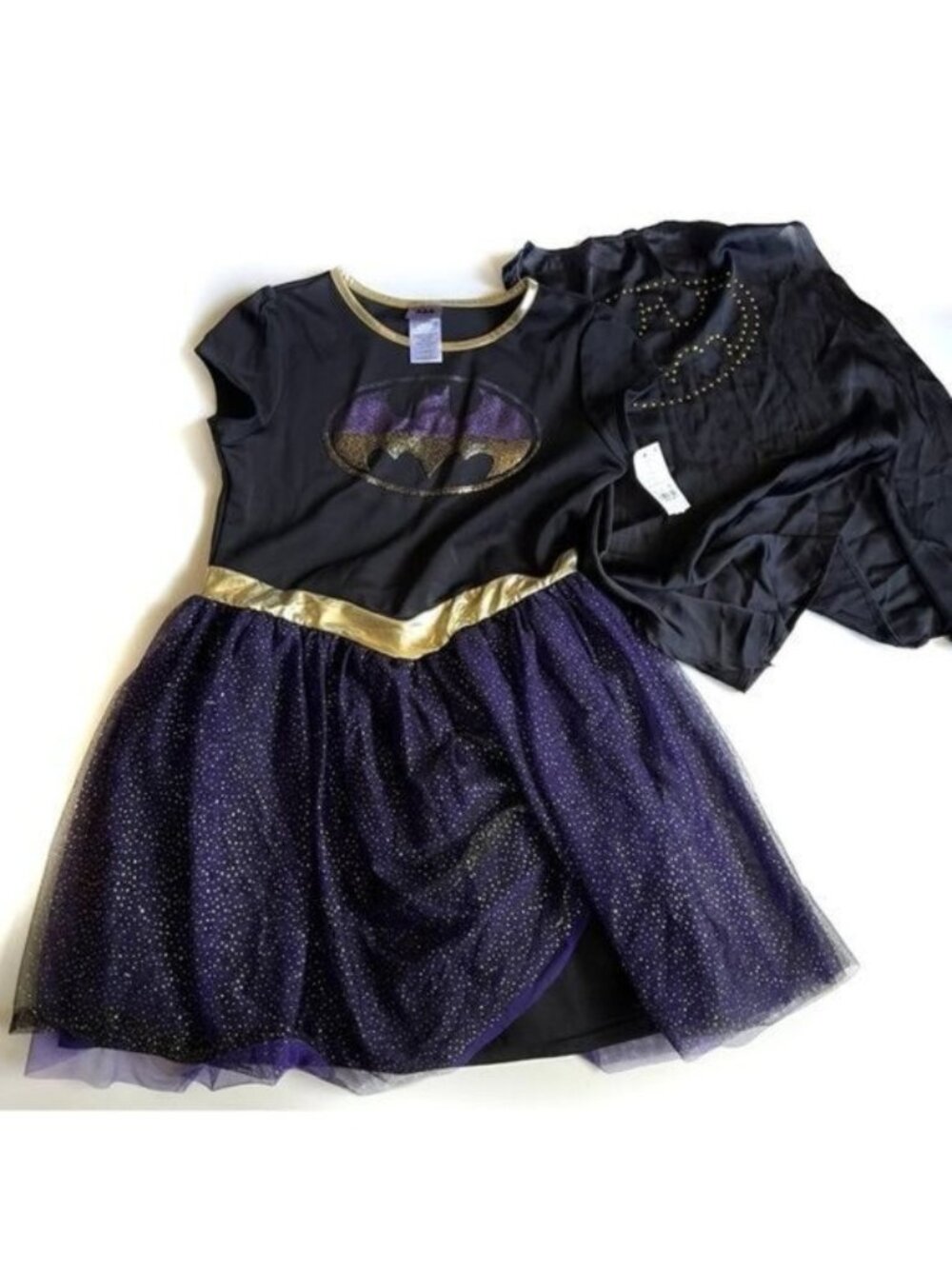 Batgirl Black And Purple Short Sleeve Sequin Dress & Cap - NWT - L(10/12)